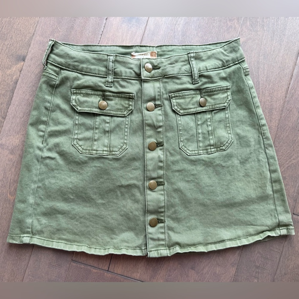 Altar'd State Olive Green Button Front Skirt